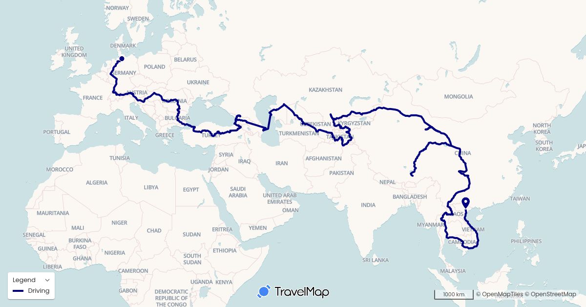 TravelMap itinerary: driving in China, Cambodia, Vietnam (Asia)